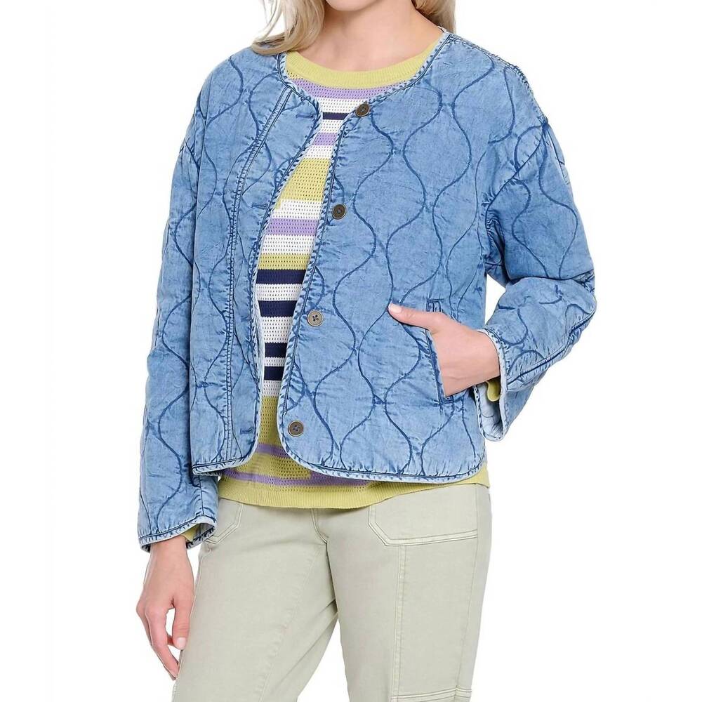 NEW TRU LUXE quilted denim jacket in blue